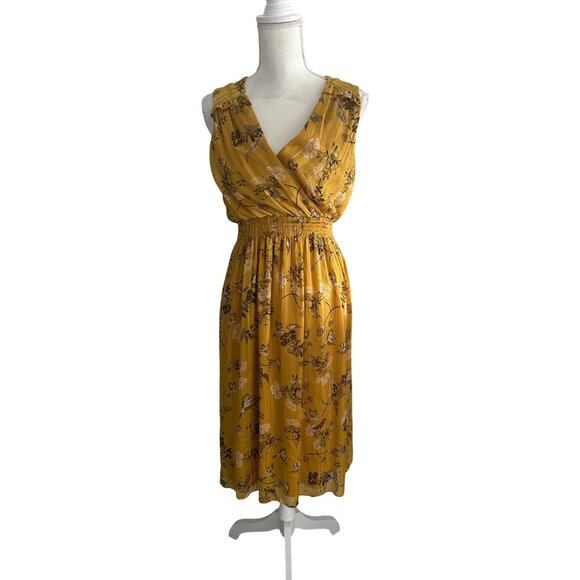 LONDON TIMES Yellow Marigold Floral Midi Dress Size 4 - Picture 6 of 6